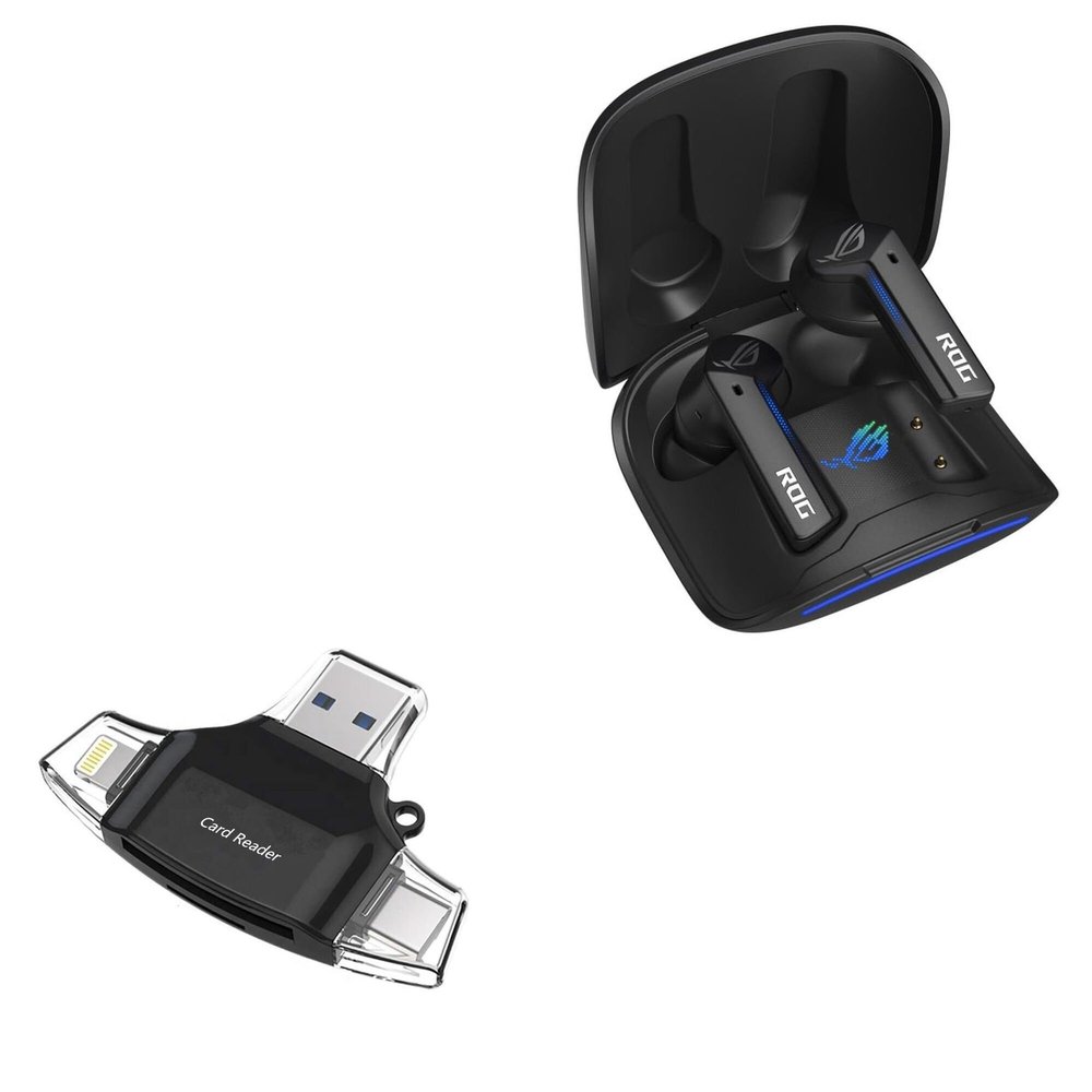 BoxWave Smart Gadget Compatible with ASUS ROG Cetra True Wireless - AllReader SD Card Reader, microSD Card Reader SD Compact USB - Jet Black