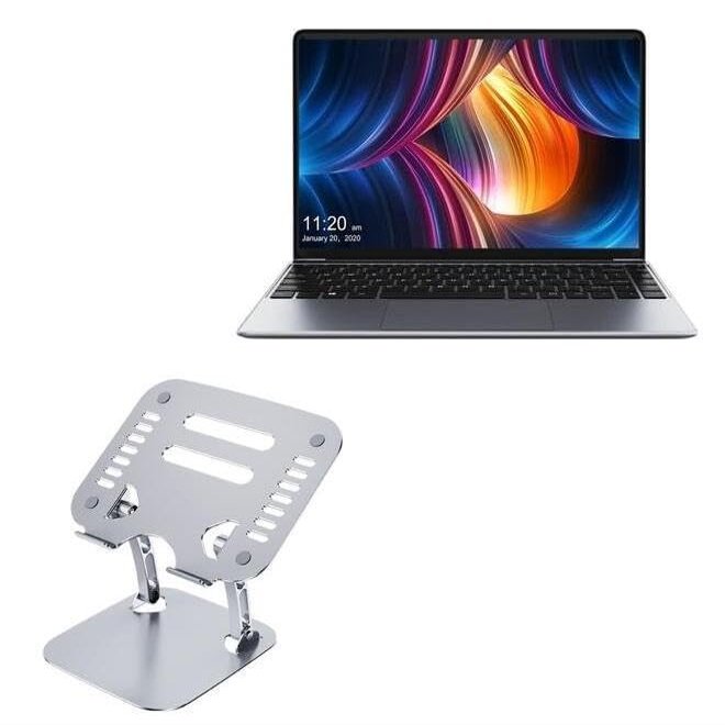 BoxWave Stand and Mount Compatible with Chuwi CoreBook X (2023) - Executive VersaView Laptop Stand, Ergonomic Adjustable Viewing Angle Metallic Riser - Metallic Silver