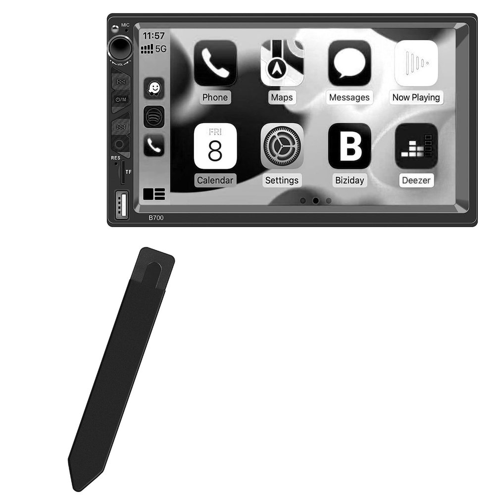 BoxWave Stylus Pouch Compatible with Eslyyds Double Din Car Stereo Audio Reciever Subwoofer (7 in) - Stylus PortaPouch, Pen Stylii Holder Carrier Portable Self-Adhesive - Jet Black