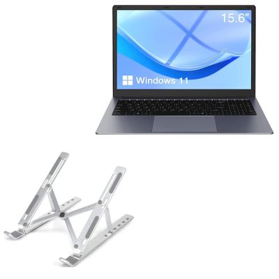 BoxWave Stand and Mount Compatible with Tulasi Laptop (15.6 in) - Compact QuickSwitch Stand, Portable Multi Angle Viewing Foldable Riser - Metallic Silver