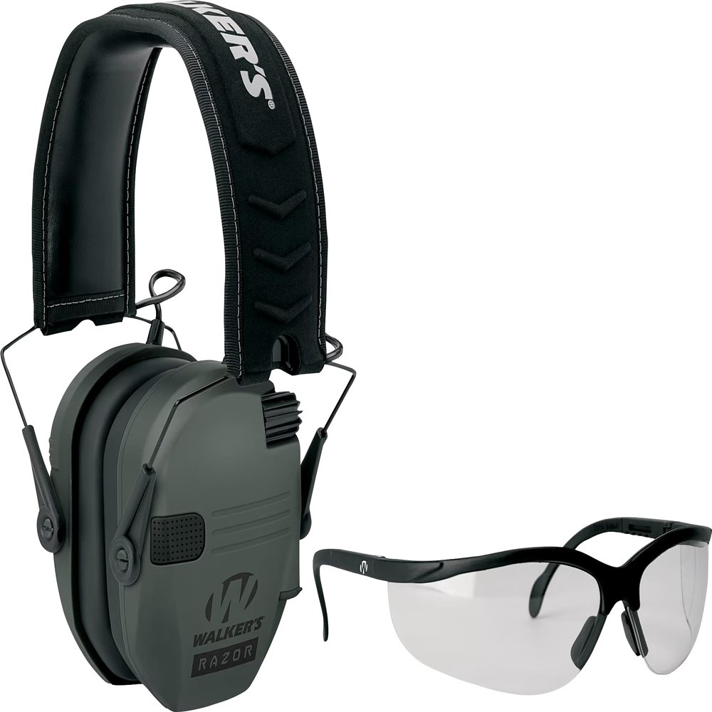 Walker's Razor Slim Electronic Muff and Glasses Combo - Gray
