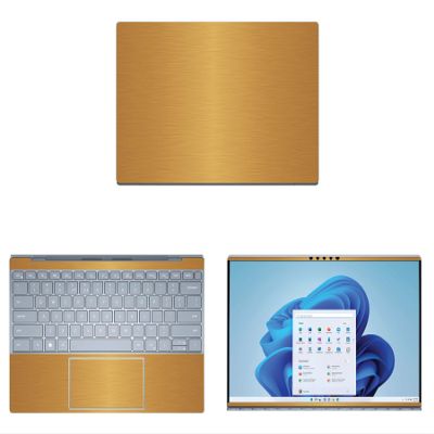 Decalrus - Protective Decal for The Dell XPS 13 9315 (13.4" Screen) Laptop Gold Texture Brushed Aluminum wrap BAdellXPS13_9315Gold
