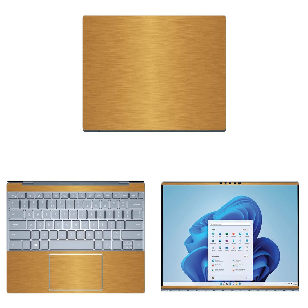 Decalrus - Protective Decal for The Dell XPS 13 9315 (13.4" Screen) Laptop Gold Texture Brushed Aluminum wrap BAdellXPS13_9315Gold