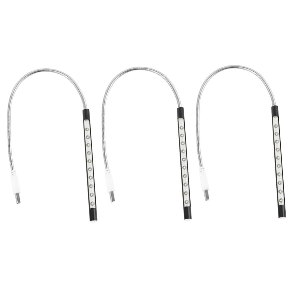 DOITOOL 3pcs USB Powered Led Night Flexible Gooseneck Eye-Caring Design for Desk Bedside Laptop Use Black