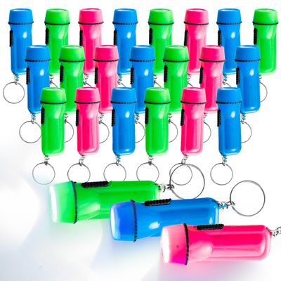 Mini Flashlight Keychains Party Favors for Kids, Backpack Fillers, 24 Pack