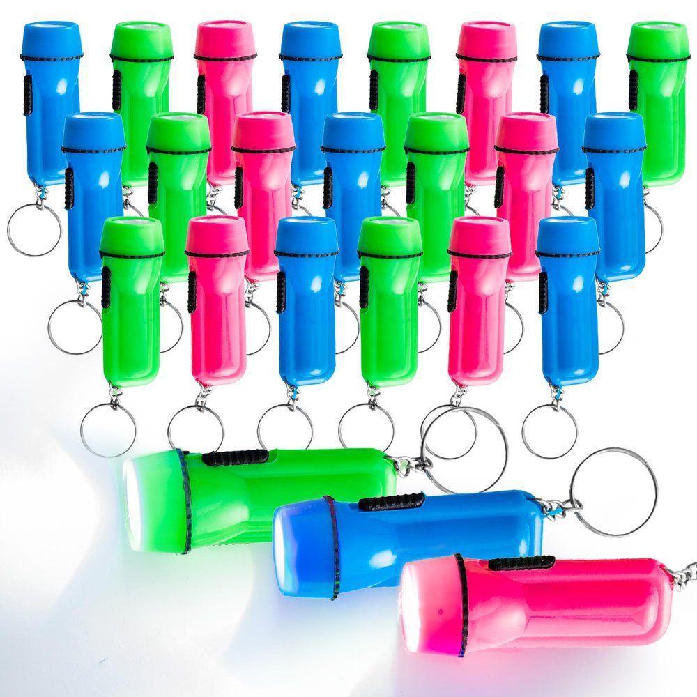Mini Flashlight Keychains Party Favors for Kids, Backpack Fillers, 24 Pack