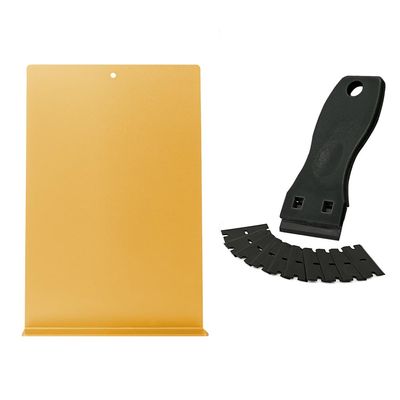 GlamorDove Hair Extensions Tape Remover Kit Tool with Tape Remover Board Razor Scraper Plastic Blades Car Window Sticker Label Glass Floor Kitchen Adhesive Tape Removal Tool