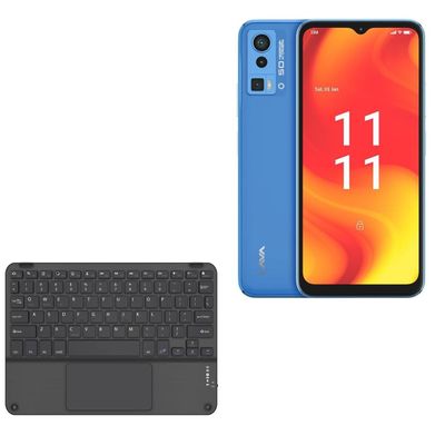BoxWave Keyboard Compatible with Lava Blaze Pro - SlimKeys Bluetooth Keyboard with Trackpad, Portable Slim TouchPad - Jet Black