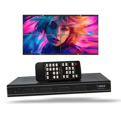 OREI 4K 4x4 Seamless HDMI Matrix Switch Video Wall Controller Upto 4K@60hz 4:4:4 8-bit - HDMI 2.0, HDCP 2.2, 18 Gbps, UltaHD 2x2, 1x4, 1x2, 4x1-180 Degree Rotate - Remote Control (UHDS-404VW)