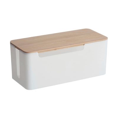 BinOxy Cord Management Box Large Capacity White Cord Organizer Box with Cover Home Wire Management Storage Box Cable Organizer to Hide and Organize Your Electrical Cords Cable Box (Size : L)