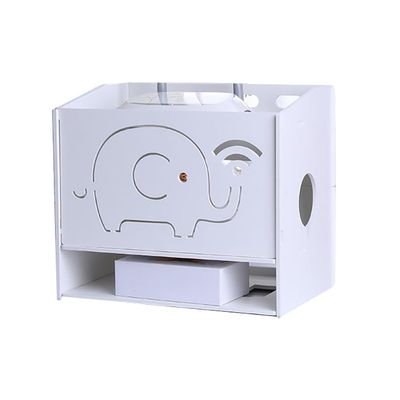 BinOxy Cord Management Box DIY Detachable Desktop Router Box Office Wireless WiFi Router Storage Boxes, Mini DVD Player Holder Stand, TV Set Top Organizer Cable Box (Color : Elephant-S)