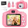 Kids Camera for Boys and Girls, GPOSY Digital Camera for Kids, Toddler Camera Christmas Birthday Toy Gifts for Kids Age 3 4 5 6 7 8 9 10 with 32GB SD Card, Video Recorder 1080P HD(Pink) view 1