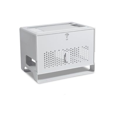 BinOxy Cord Management Box WiFi Router Storage Box Modem Router Cover Plastic Shelf Power Strip Cable Management Hider Rack Office Desktop Organizer Stand Cable Box (Color : Gris)