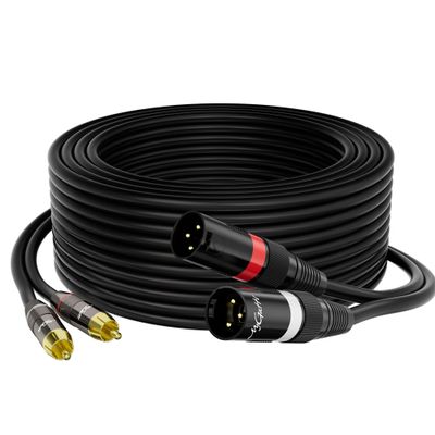 Dual XLR to 2 RCA Stereo Audio Cable 10 FT, Unbalanced 2 XLR to 2 RCA Male Interconnect Cable,Zinc Alloy Shell, OFC, Gold-Plated Plugfor Home Theater, Microphone, Speaker, Amplifiers, HiFi Systems