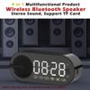 IHAO Portable Wireless Bluetooth Speakers 4 in 1 Multifunctional Soundbox Alarm Clock Mini FM Radio Mirror 4 Hours Playtime Handsfree, Ambient LED Light Speakers for Home, Outdoor, Travel-Black view 3
