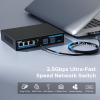 4-Port 2.5Gb PoE+ Switch add 2-Port 10Gb SFP+, TEROW Base-T 10G Ethernet, 60Gbps Switching Capacity, IEEE802.3af/at, Up to 30W, 65W,Desktop/Wall Mount, for AP & IP Cameras, Home,Gaming,Office view 3