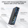 4-Port 2.5Gb PoE+ Switch add 2-Port 10Gb SFP+, TEROW Base-T 10G Ethernet, 60Gbps Switching Capacity, IEEE802.3af/at, Up to 30W, 65W,Desktop/Wall Mount, for AP & IP Cameras, Home,Gaming,Office view 4
