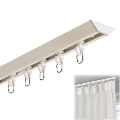 Curtain Track Glider Rail, Curtain Rail Track With Hooks, Wall Ceiling Mounted Curtain Tracks, Flexible Aluminum Ceiling Curtain Track,for Curtains,Room Divider, Shower Curtain, Black 4M (13.1FT) ( Co