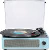 WOCKODER Vinyl Record Player with Speakers New Sleek Sky Blue Turntable Wireless Receiver Bluetooth Playback 3 Speed 3 Size AUX-in RCA Line Auto Stop All-in-one LP Phonograph for Beginner Classic Blue view 1