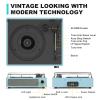 WOCKODER Vinyl Record Player with Speakers New Sleek Sky Blue Turntable Wireless Receiver Bluetooth Playback 3 Speed 3 Size AUX-in RCA Line Auto Stop All-in-one LP Phonograph for Beginner Classic Blue view 2