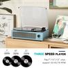 WOCKODER Vinyl Record Player with Speakers New Sleek Sky Blue Turntable Wireless Receiver Bluetooth Playback 3 Speed 3 Size AUX-in RCA Line Auto Stop All-in-one LP Phonograph for Beginner Classic Blue view 3