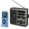 Greadio AM FM Portable Radio Transistor Radio with 3.5mm Earphone Jack, Best Reception Pocket Radio, Large LCD Screen and Easy to Use for Home and Outdoor (Grey+Blue) view 1