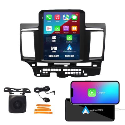 Kunfine Tesla Style Car CarPlay Android Auto Navigation Stereo GPS Radio Camera 9.7" IPS Touchscreen Headunit Tablet Media Player for Mitsubishi Lancer 2006-2018, if Applicable Octa Core 4G+64G