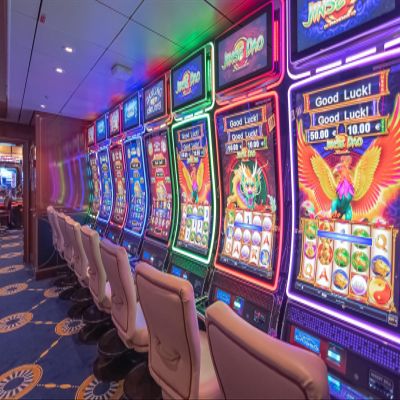 Loccor 10x6.5ft Fabric Gaming Slot Machines Backdrop Smeralda Cruise Ship Interior Casino Game Hall Lucky Winner Play Game Photo Background Adult Photo Portrait Shoot Studio Props