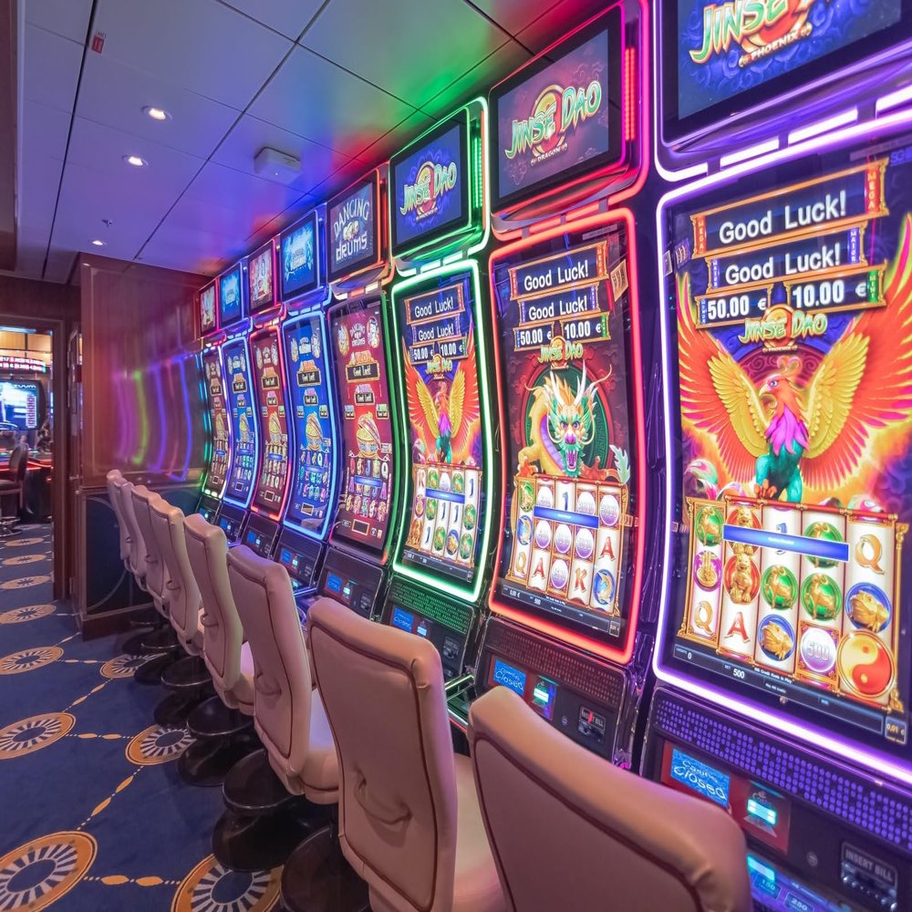Loccor 10x6.5ft Fabric Gaming Slot Machines Backdrop Smeralda Cruise Ship Interior Casino Game Hall Lucky Winner Play Game Photo Background Adult Photo Portrait Shoot Studio Props