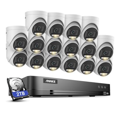 ANNKE 16CH Outdoor Security Camera System, 4K H.265+ 5-in-1 DVR Recorder with AI Human & Vehicle Detection, 16X 3K IP67 CCTV Cameras with Smart Dual Light, Built-in Mic, Remote Access, 2TB Hard Drive