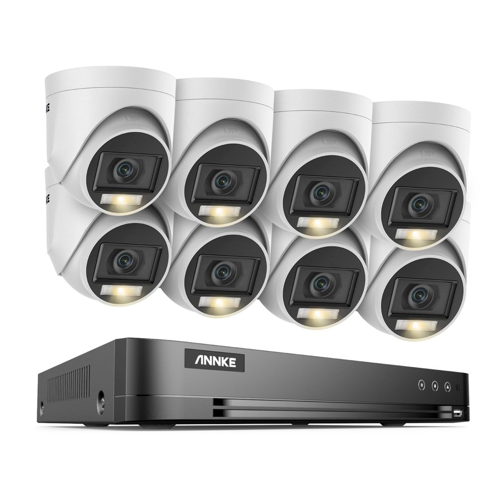 ANNKE 16CH Outdoor Security Camera System, 4K H.265+ 5-in-1 DVR Recorder with AI Human & Vehicle Detection, 8X 3K IP67 CCTV Cameras with Smart Dual Light, Built-in Mic, Remote Access, NO Hard Drive