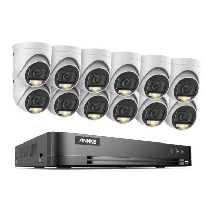 ANNKE 16CH Outdoor Security Camera System, 4K H.265+ 5-in-1 DVR Recorder with AI Human & Vehicle Detection, 12X 3K IP67 CCTV Cameras with Smart Dual Light, Built-in Mic, Remote Access, NO Hard Drive