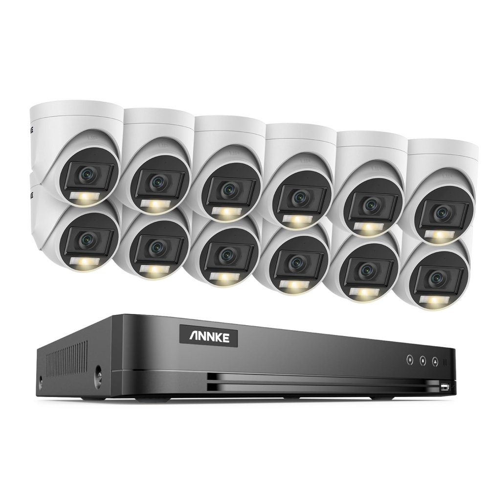 ANNKE 16CH Outdoor Security Camera System, 4K H.265+ 5-in-1 DVR Recorder with AI Human & Vehicle Detection, 12X 3K IP67 CCTV Cameras with Smart Dual Light, Built-in Mic, Remote Access, NO Hard Drive