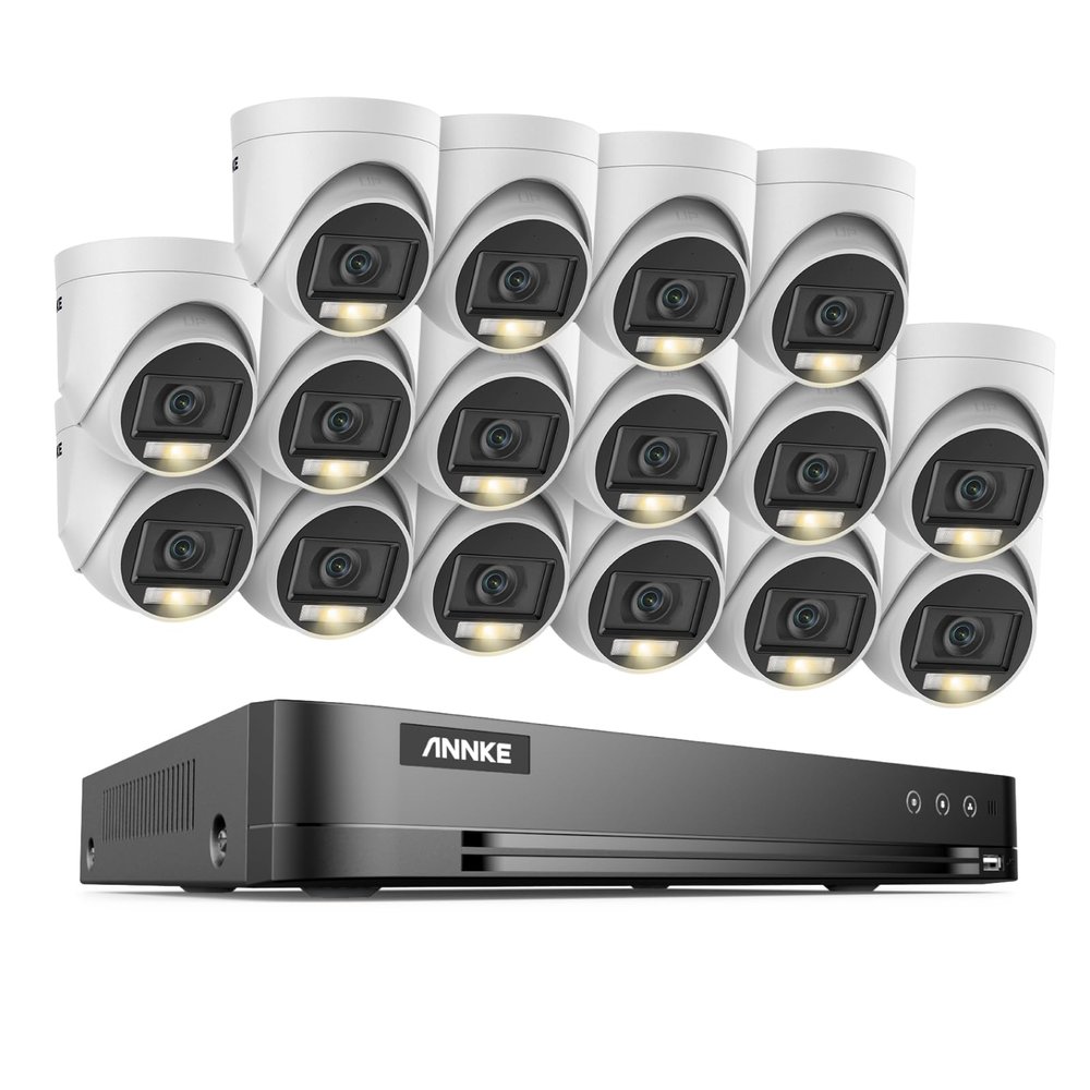 ANNKE 16CH Outdoor Security Camera System, 4K H.265+ 5-in-1 DVR Recorder with AI Human & Vehicle Detection, 16X 3K IP67 CCTV Cameras with Smart Dual Light, Built-in Mic, Remote Access, NO Hard Drive