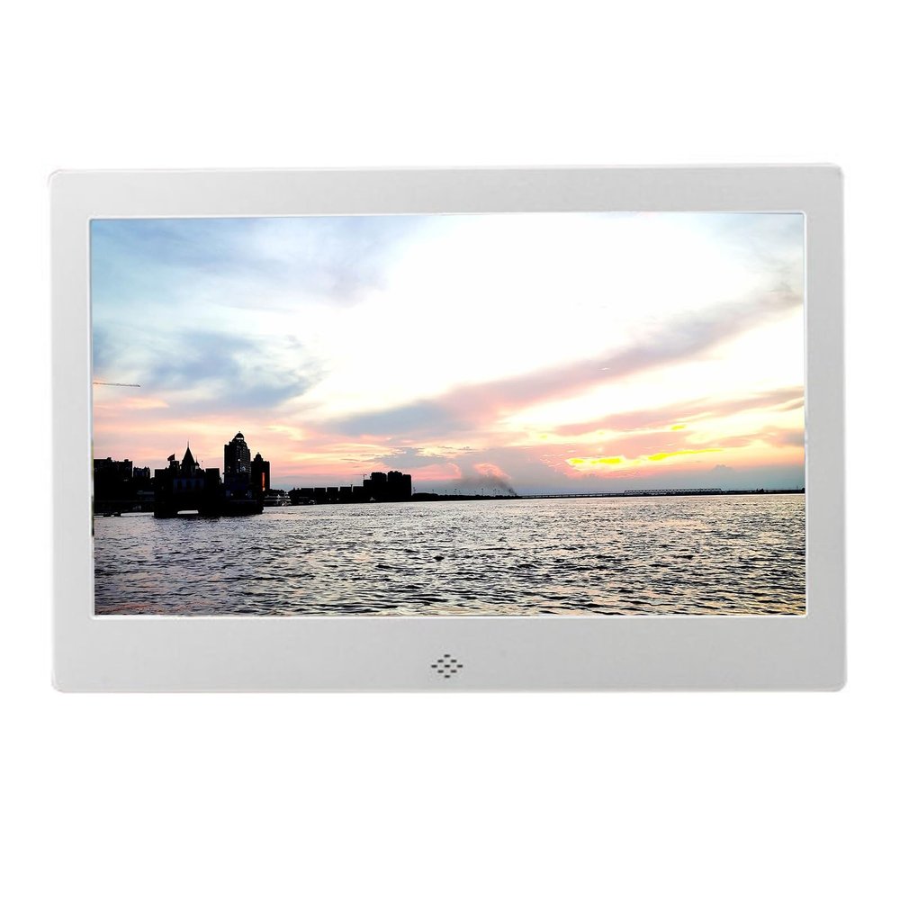 10-inch aluminum alloy high-definition digital photo frame High-definition display No need to set up, support video and music, slide show, easy to use for The elderly (Color : Silver)