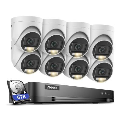 ANNKE 16CH Outdoor Security Camera System, 4K H.265+ 5-in-1 DVR Recorder with AI Human & Vehicle Detection, 8X 3K IP67 CCTV Cameras with Smart Dual Light, Built-in Mic, Remote Access, 6TB Hard Drive