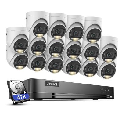 ANNKE 16CH Outdoor Security Camera System, 4K H.265+ 5-in-1 DVR Recorder with AI Human & Vehicle Detection, 16X 3K IP67 CCTV Cameras with Smart Dual Light, Built-in Mic, Remote Access, 4TB Hard Drive