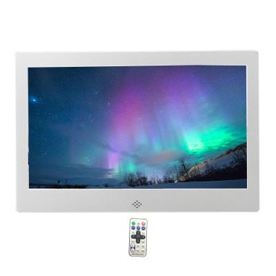 10 inch Digital Photo Frame, Metal Material Photo Frame, Easy to Set up, Plug in USB or SD to Play Directly, Gift for Friends and Family (Color : Silver)
