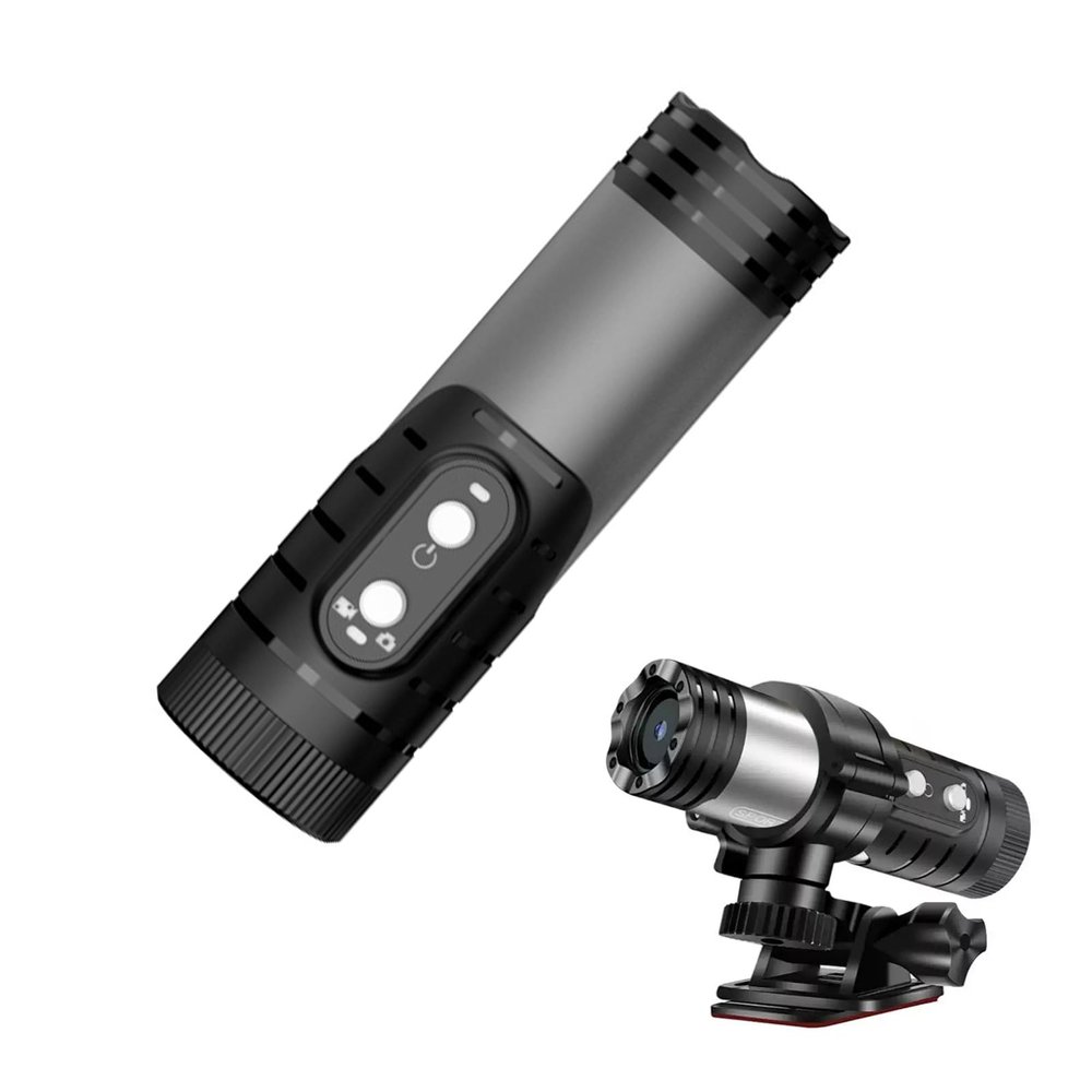 Zunate 1080P HD Bike Motorcycle Helmet Camera Flashlight, Anti Shake Sports DV, with 12MP Wide Angle Lens, Interconnection, Long Battery Life for Cycling (Dark Gray)