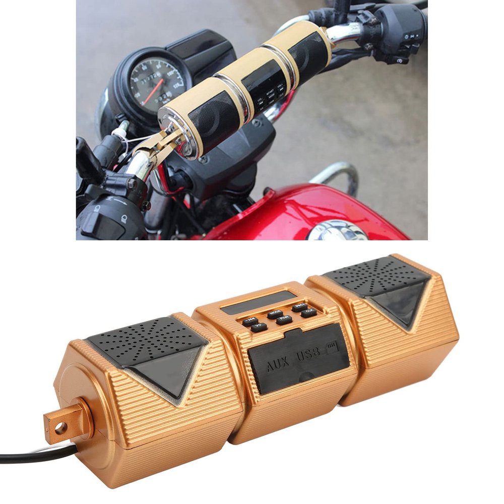 NDNCZDHC Motorcycle Speaker, 12V Motorcycle Stereo Speaker Handlebar Mount MP3 Music Player IP54 Waterproof Universal Audio Amplifier System