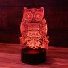 Jinnwell 3D Owl Night Light Lamp Illusion 7 Color Changing Touch Switch Table Desk Decoration Lamps Acrylic Flat ABS Base USB Cable Birthday Gift Toys view 2