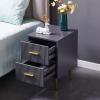 AOKLEY Light Wood Nightstand Bedside Table with Metal Legs for Bedroom, Wooden End Table with Storage Cabinet for Living Room,Light Gray view 4