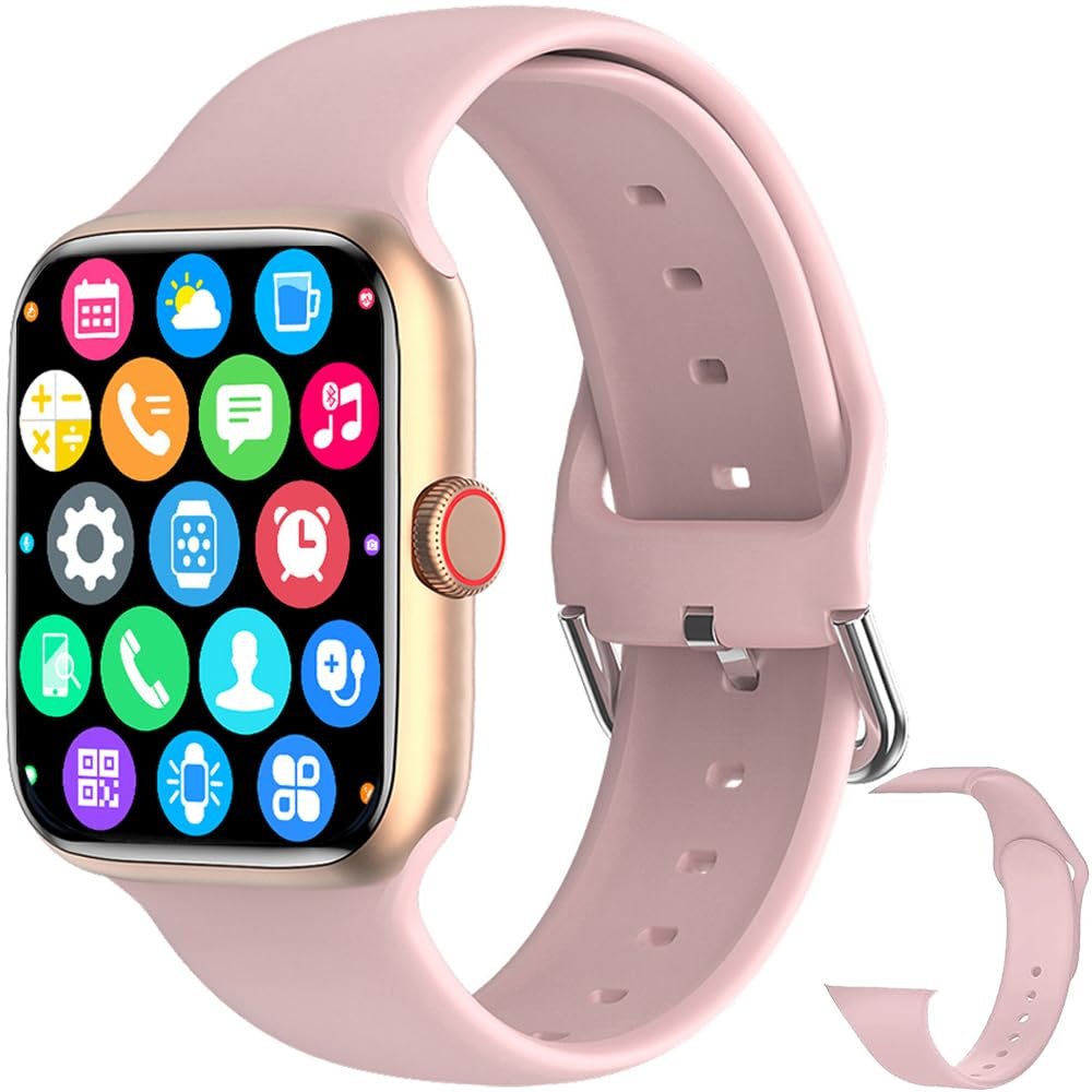 Aeifond Smart Watch for Men Women Compatible Android iOS iPhone, 2.09" Touch Screen Fitness Tracker Smartwatch with Call/SMS/Sleep Monitor/Pedometer Two Sport Bands (Pink)