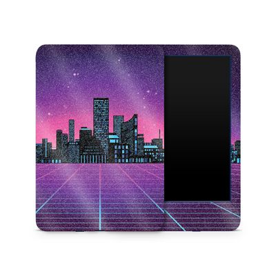 MightySkins Glossy Glitter Skin Compatible with Amazon Kindle 6-inch 11th Gen (2022) Full Wrap - Synthwave City | Protective High-Gloss Glitter Finish | Easy to Apply | Made in The USA