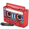 Bumpboxx Remixx Retro Bluetooth Boombox | Portable Cassette-Style Speaker with High-Fidelity Sound & Wireless Mic | Electric Red view 1