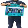 Bumpboxx Remixx Retro Bluetooth Boombox | Portable Cassette-Style Speaker with High-Fidelity Sound & Wireless Mic | Neon Blue view 1
