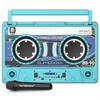 Bumpboxx Remixx Retro Bluetooth Boombox | Portable Cassette-Style Speaker with High-Fidelity Sound & Wireless Mic | Neon Blue view 3