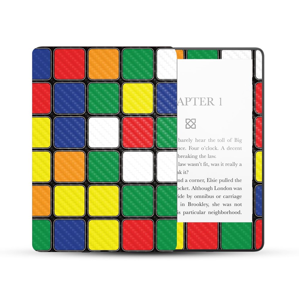 MightySkins Carbon Fiber Skin Compatible with Amazon Kindle Paperwhite 5 6.8-inch 11th Gen (2021) Full Wrap - Puzzle Cube | Protective Textured Carbon Fiber Finish | Easy to Apply | Made in The USA
