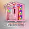 Apevia Prism-Elite-PK Prism Elite Mid Tower ATX Gaming PC Cube Case w/ 7X 120mm PWM ARGB Fans, 366 RGB Modes, Dual Tempered Glass Panels, 360mm Radiator Support, 2X USB3.0, 2X USB 2.0, Pink view 2