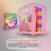 Apevia Prism-Elite-PK Prism Elite Mid Tower ATX Gaming PC Cube Case w/ 7X 120mm PWM ARGB Fans, 366 RGB Modes, Dual Tempered Glass Panels, 360mm Radiator Support, 2X USB3.0, 2X USB 2.0, Pink view 3